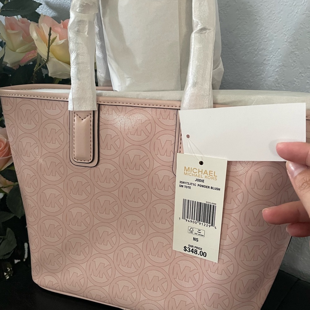 Michael Michael Kors Jodie Small Logo Jacquard Tote Bag - Powder Blush - Picture 4 of 5